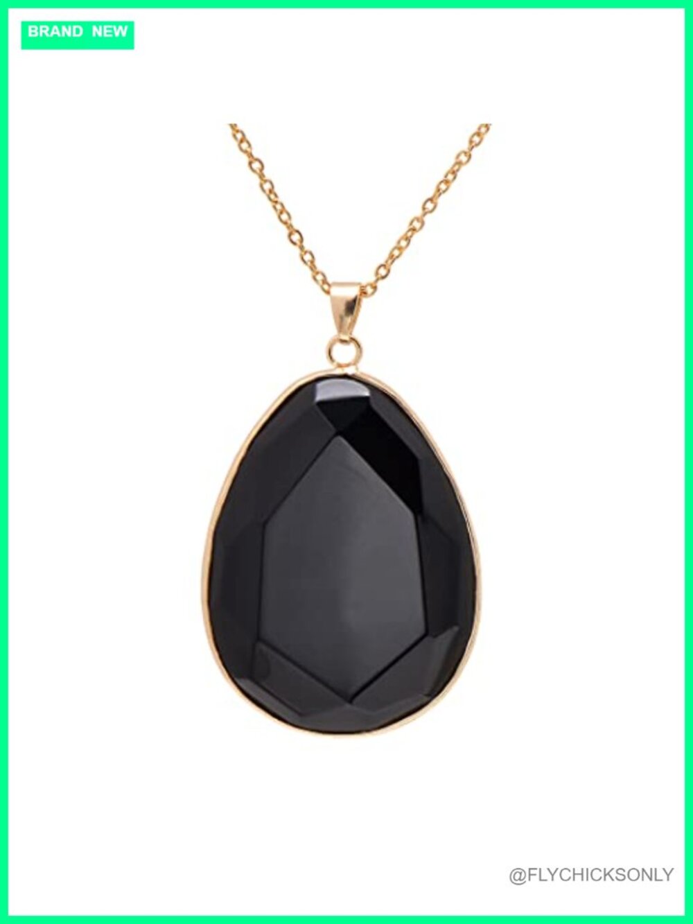 Paialco Natural Black Onyx Teardrop Pendant Necklace Yellow Gold Copper 17+2"